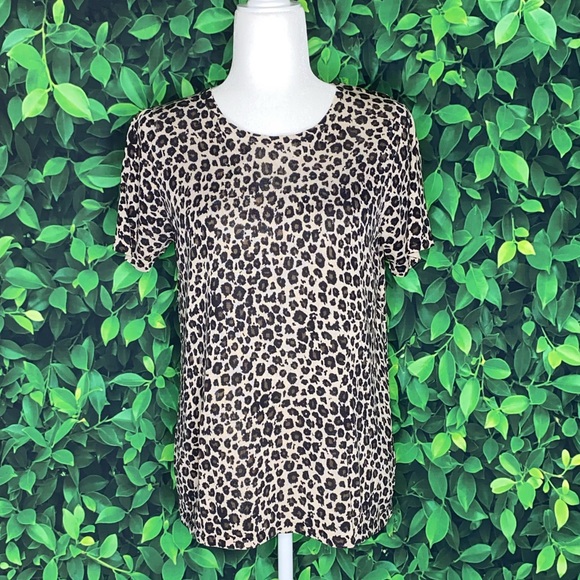 VINTAGE SILK LEOPARD PRINT SHORT-SLEEVE BLOUSE · SIZE 1X - Picture 7 of 7